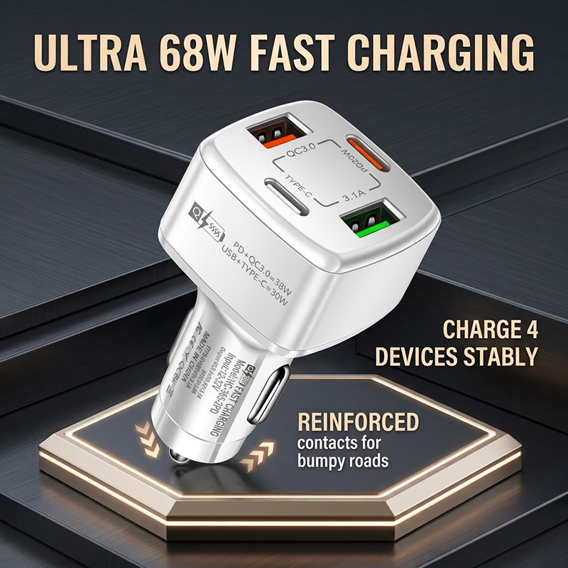 Type C Multiport Adapter - 4포트 USB C 차량용 충전기 PD
