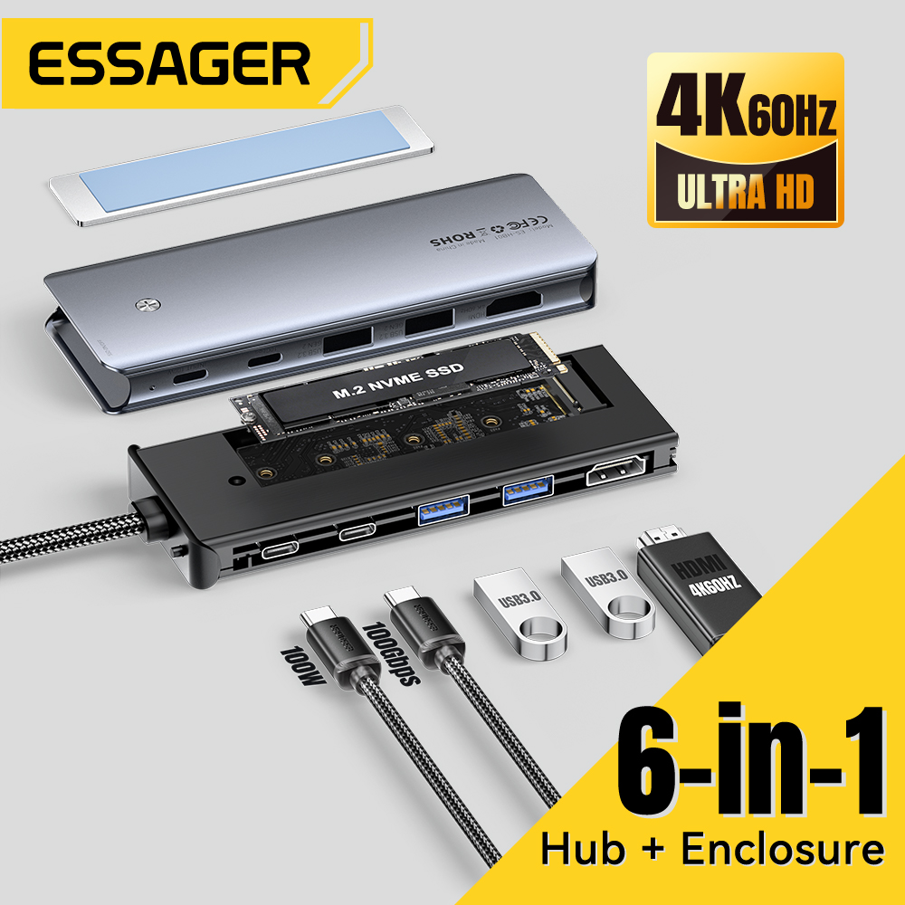 Type C Multiport Adapter - Essager USB C 허브(M.2 SSD 하드