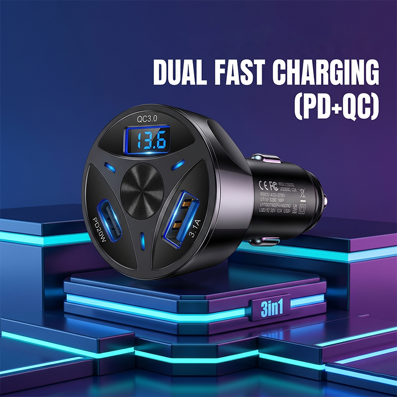 Type C Multiport Adapter - 55W 3포트 멀티 USB PD 차량용