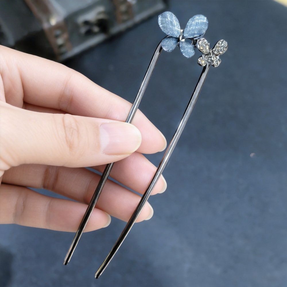 여성용 빈티지 꽃무늬 나비 머리핀, 금속 U자형 헤어핀 - Tech Hair Accessories 리뷰 및 가격